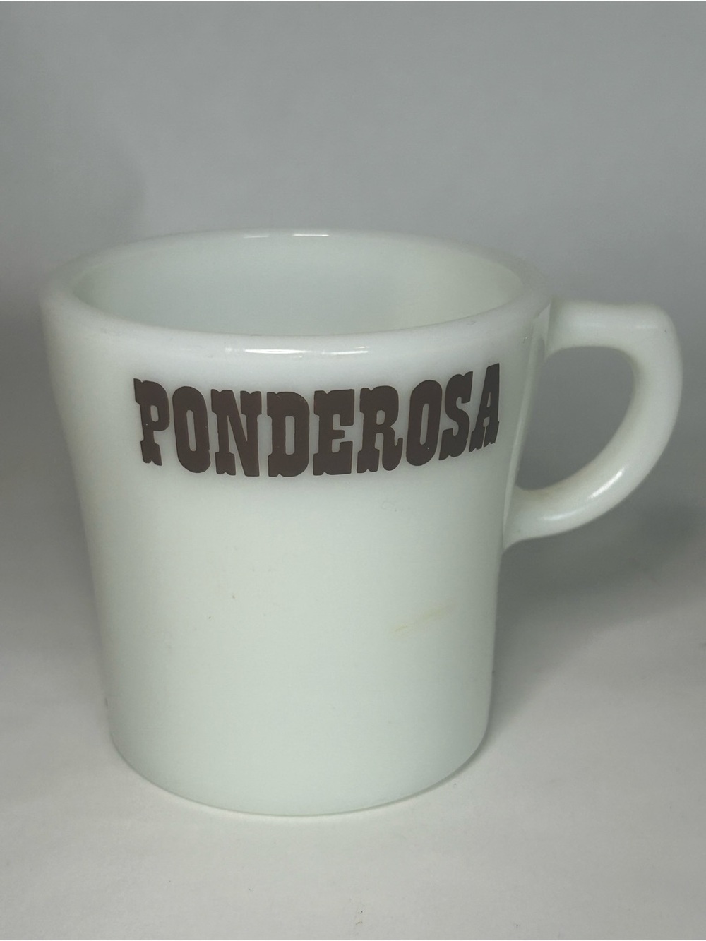 Vintage Pyrex Ponderosa Restaurant White Milk Glass Mug Coffee Cup USA 1970s